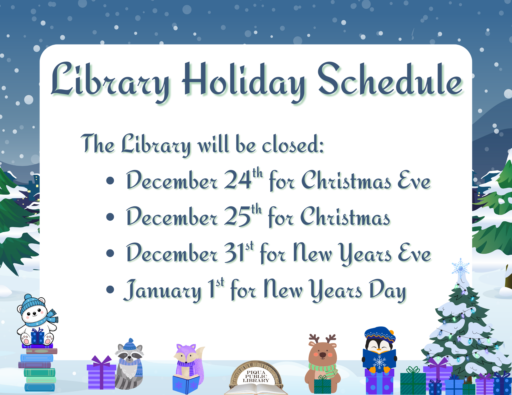 Library Holiday Hours