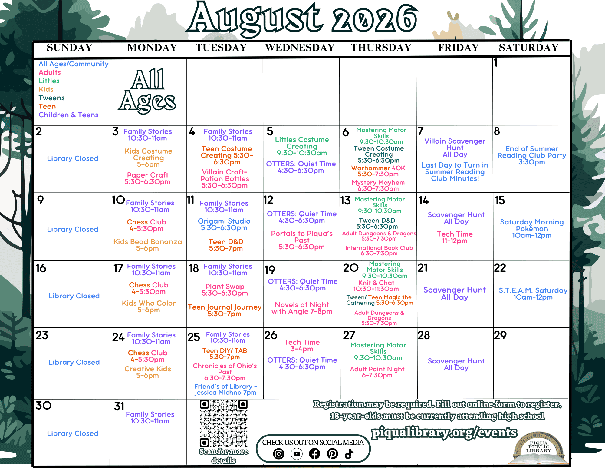 August 2026 Programming Calendar