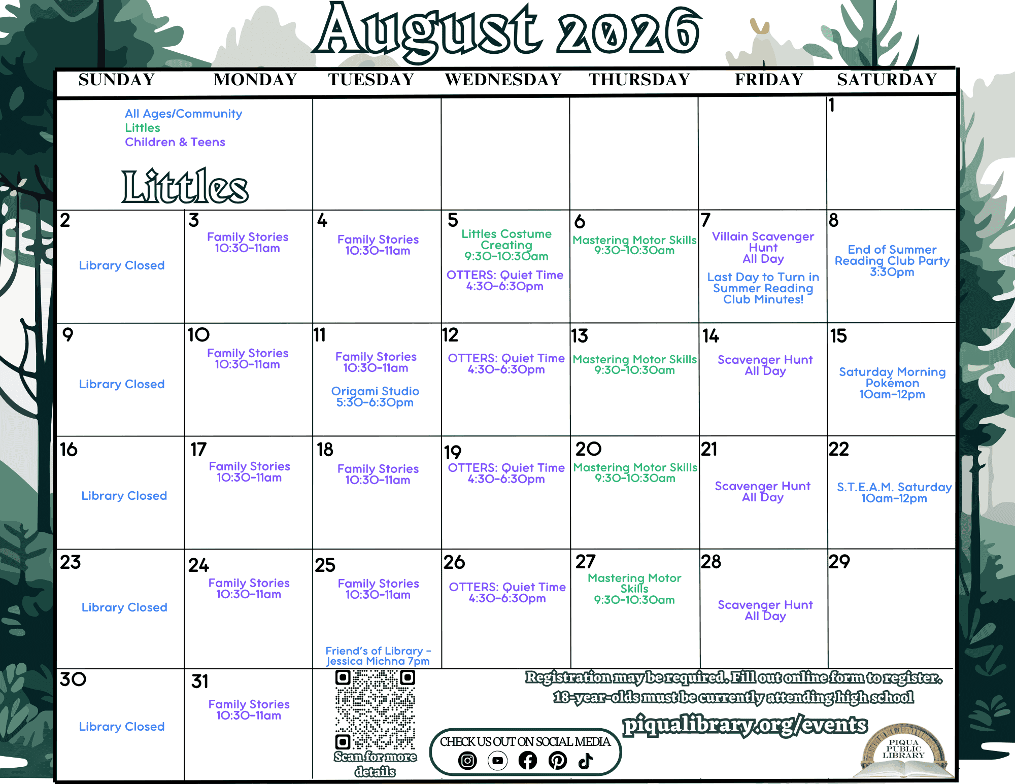August 2026 Little Programming Calendar