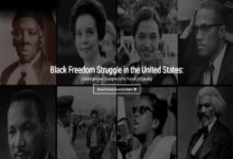 Black Freedom Struggle in the United States over a collage of black Americans.