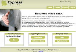 Screen capture of Cypress Resume home page