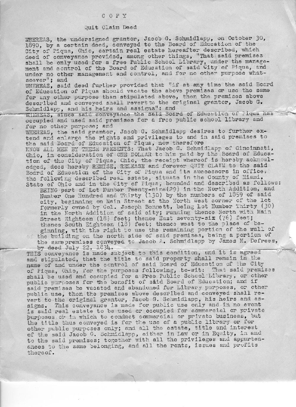 Quit Claim Deed to 509 N. Main page 1