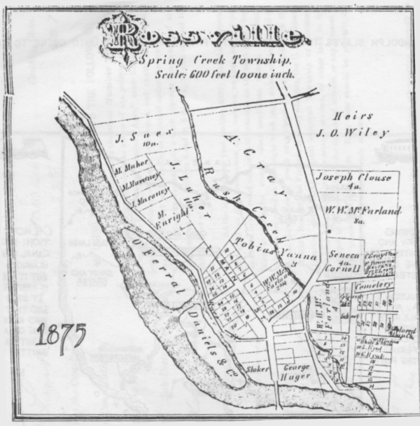 Black and white map of Rossville, Ohio